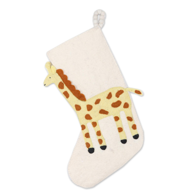 Applique Christmas Stocking with Giraffe