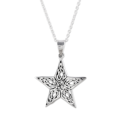 Handcrafted Sterling Silver Ornate Star Pendant Necklace