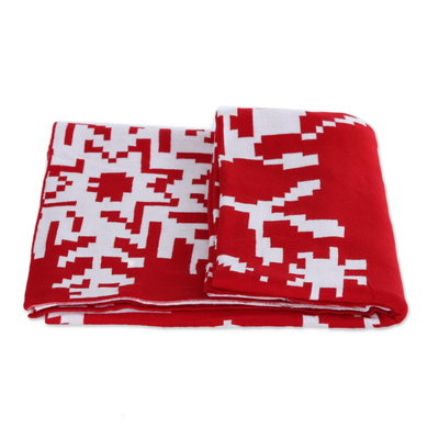 Christmas-Themed Knit Throw in Poppy from India