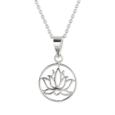 Handcrafted Sterling Silver Lotus Bloom Pendant Necklace