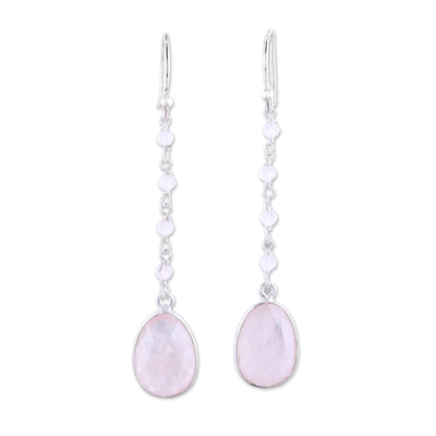 8-Carat Rose Quartz Dangle Earrings from India