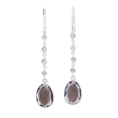 7.5-Carat Smoky Quartz Dangle Earrings from India