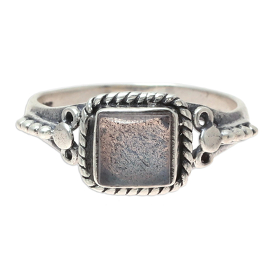 Square Labradorite Cocktail Ring Crafted in India