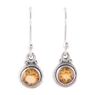 Faceted Citrine Dangle Earrings from India