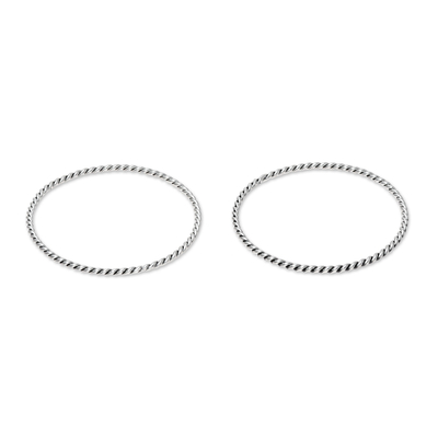 Rope Pattern Sterling Silver Bangle Bracelets (Pair)