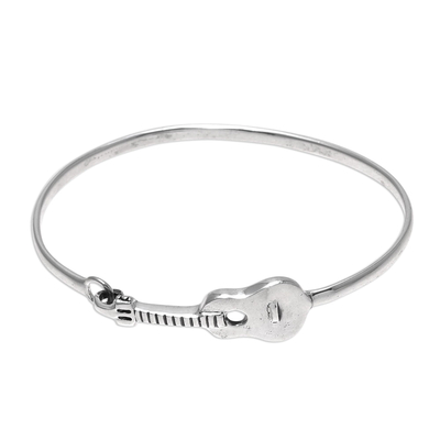 Sterling Silver Guitar Bangle Bracelet from India