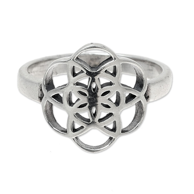 Geometric Sterling Silver Cocktail Ring from India