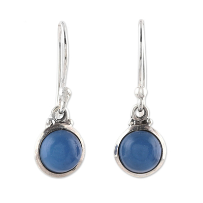 Round Chalcedony Dangle Earrings from India