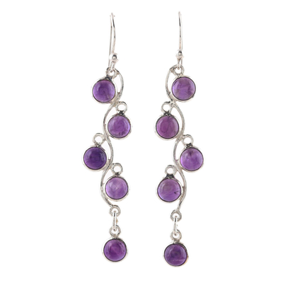 Sterling Silver and Amethyst Dangle Earrings from India