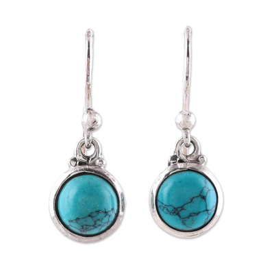 Composite Turquoise and Sterling Silver Dangle Earrings