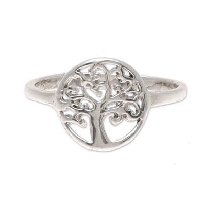 Tree-Themed Sterling Silver Band Ring from India