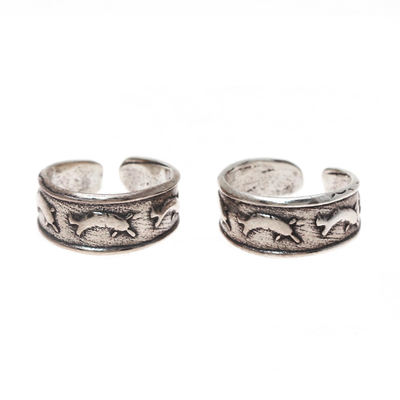 Sterling Silver Dolphin Toe Rings from India (Pair)