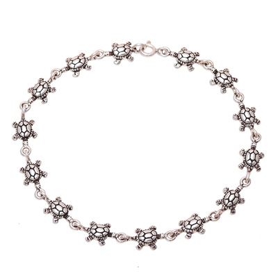 Sterling Silver Turtle Link Bracelet from India