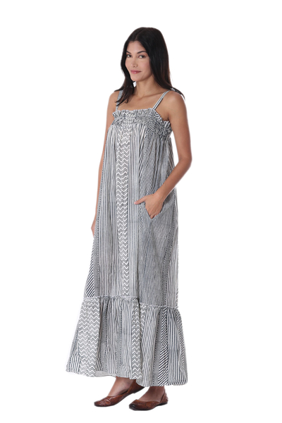 Black and White Cotton Sundress from India