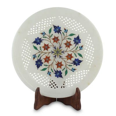 Handcrafted Marble Inlay Decorative Plate from India
