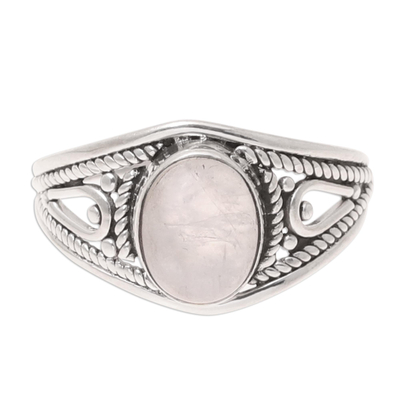 Oval Rainbow Moonstone Cocktail Ring from India