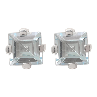 Sparkling Blue Topaz Stud Earrings from India
