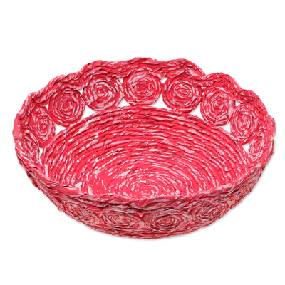 Recycled Paper Basket in Red from India