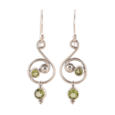 Faceted Peridot Dangle Earrings from India
