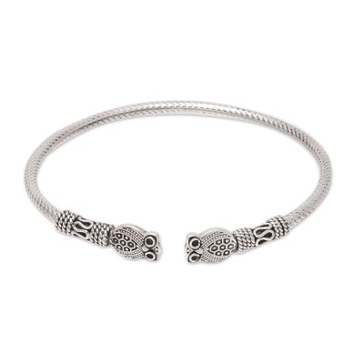 Sterling Silver Owl Cuff Bracelet from India