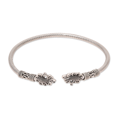 Sterling Silver Peacock Cuff Bracelet from India