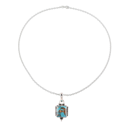 Sterling Silver and Rectangular Composite Turquoise Necklace