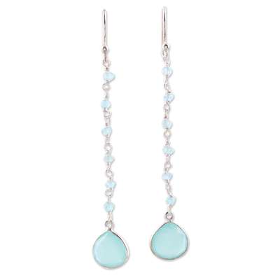 4 Carat Chalcedony Dangle Earrings from India