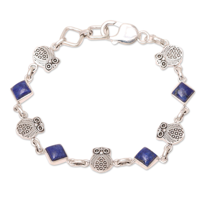 Lapis Lazuli Owl Link Bracelet from India