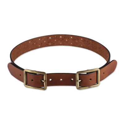 Handcrafted Leather Belt in Chestnut from India