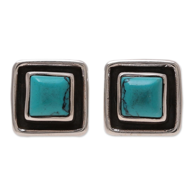 Square Calcite Stud Earrings Crafted in India