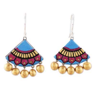 Colorful Ceramic Dangle Earrings from India