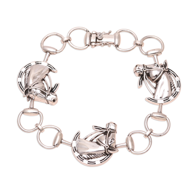 Sterling Silver Horse Link Bracelet from India