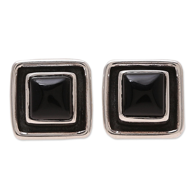 Square Onyx Stud Earrings from India