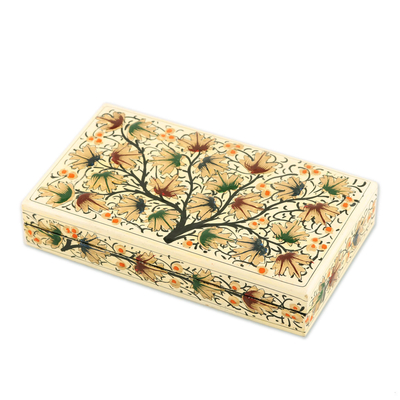 Chinar Leaf Motif Papier Mache Decorative Box from India