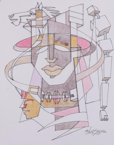 Signed Modern Cubist Painting by an Indian Artist