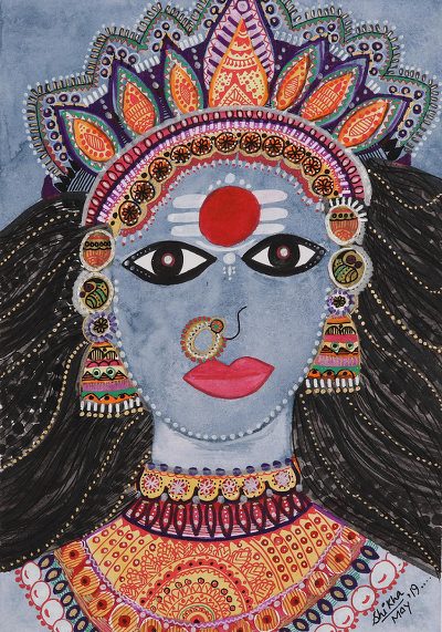 Hindu Folk Art Painting of Parvati from India
