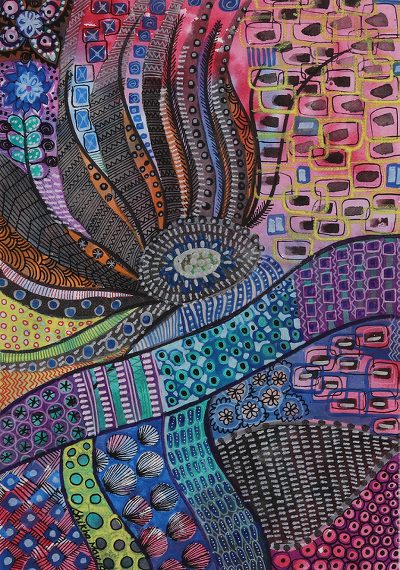 Signed Intricate Abstract Painting from India