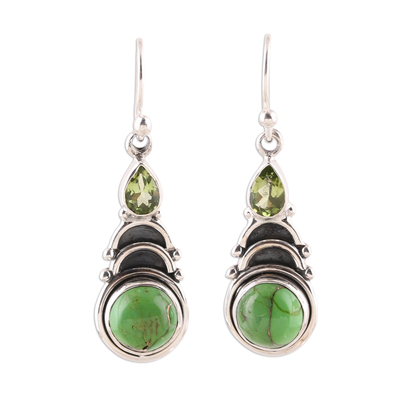 Peridot and Green Composite Turquoise Dangle Earrings