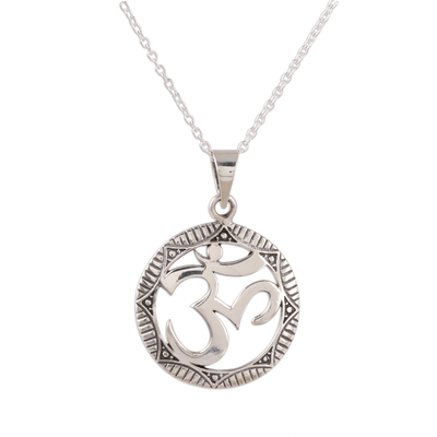 Sterling Silver Om Pendant Necklace from India