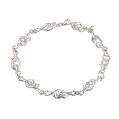 Knot Pattern Sterling Silver Link Bracelet from India