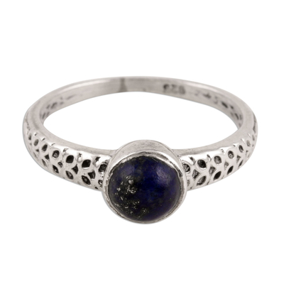 Lapis Lazuli Solitaire Ring Crafted in India