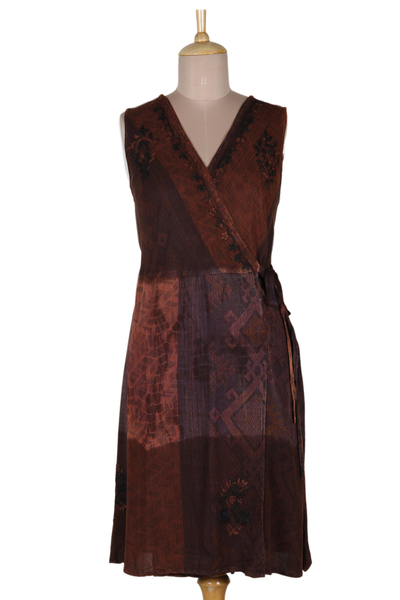 Russet and Graphite A-Line Wrap Dress