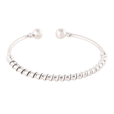 Spiral Pattern Sterling Silver Cuff Bracelet from India