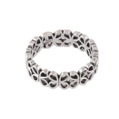 Petal Pattern Sterling Silver Band Ring from India
