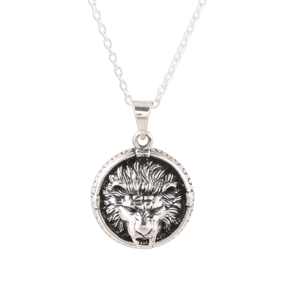Sterling Silver Lion Pendant Necklace from India