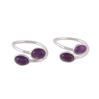 Oval Amethyst Toe Rings from India (Pair)