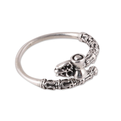 Shiva-Themed Sterling Silver Wrap Ring from India