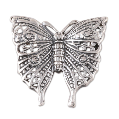 Sterling Silver Butterfly Brooch Crafted in India