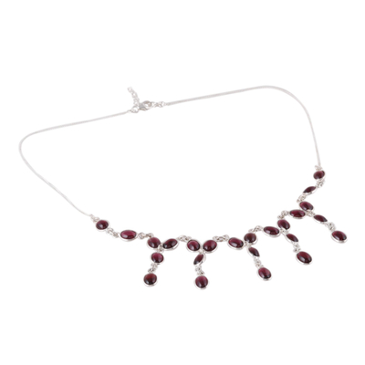 Natural Garnet Waterfall Necklace from India