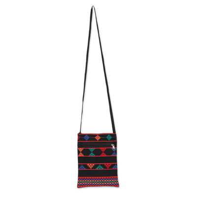 Geometric Cotton Sling in Black and Multicolor from India